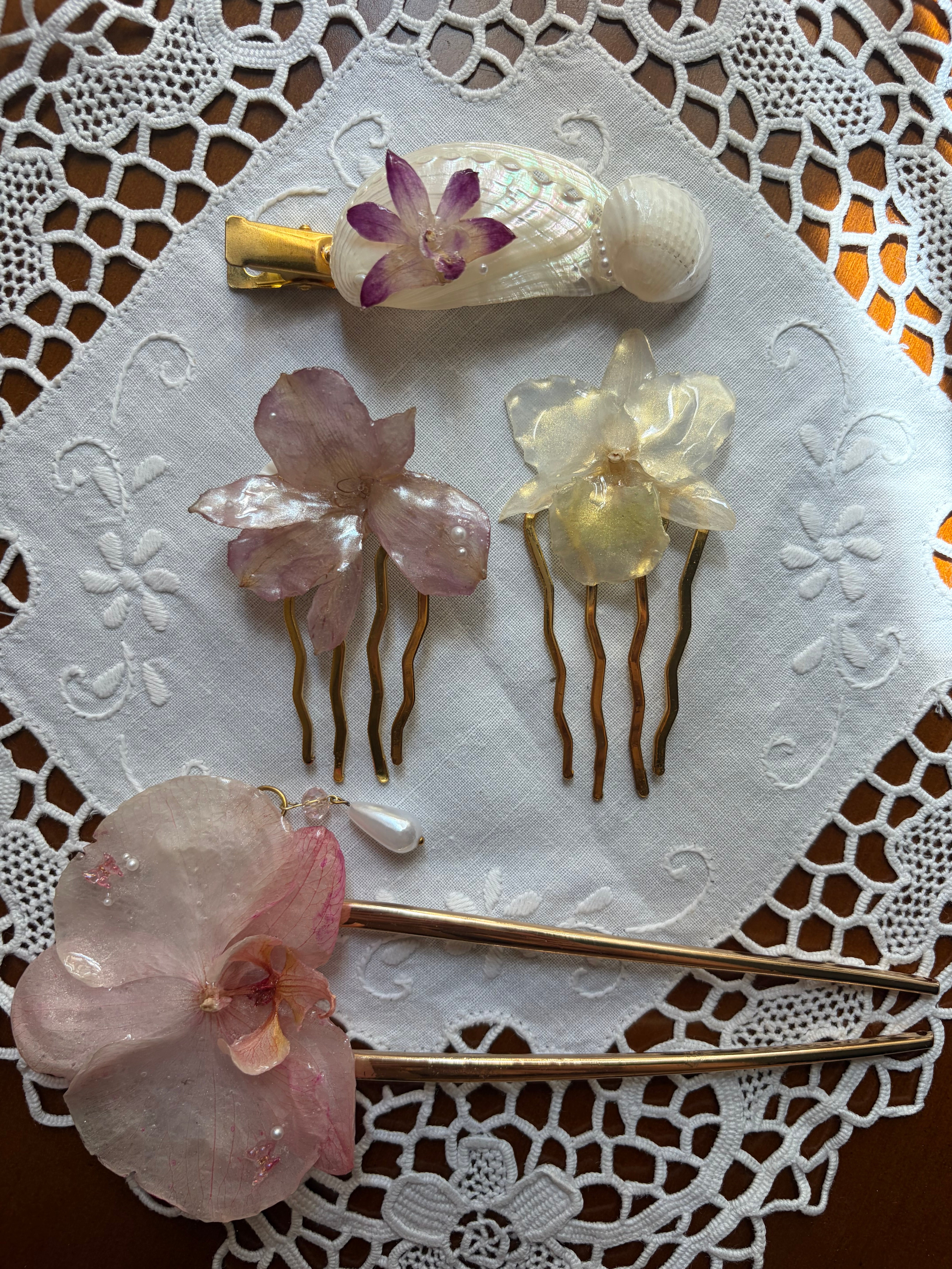 Violet Real Shell Hair Pin