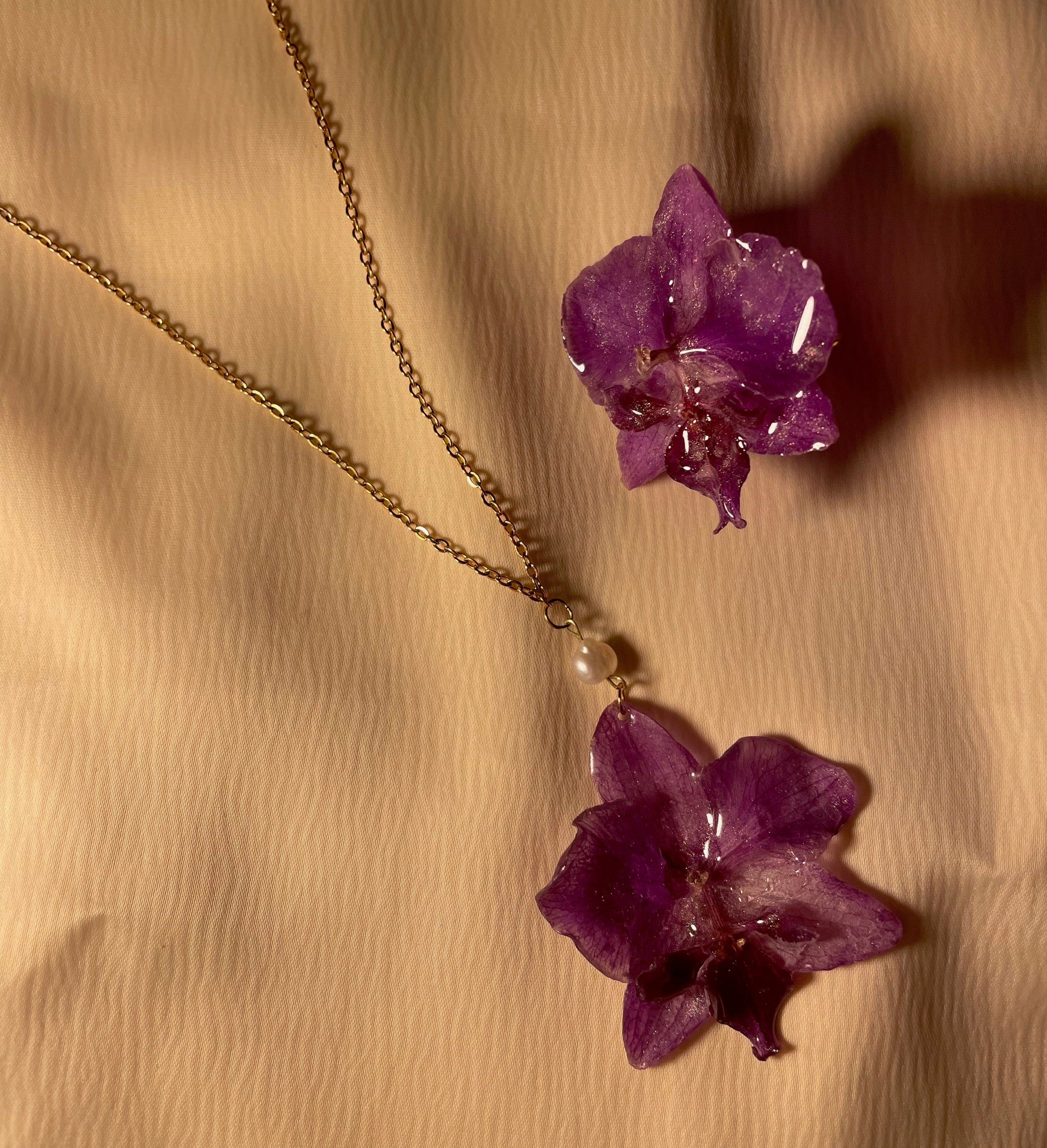 Orchid Solitaire Necklace and Ring Bundle - CocoSorella