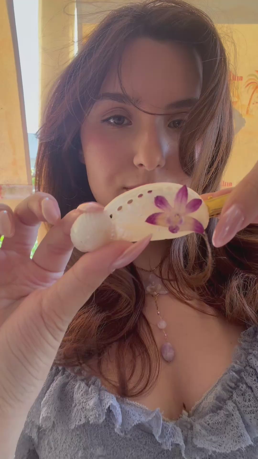 Violet Shell Hair Pin